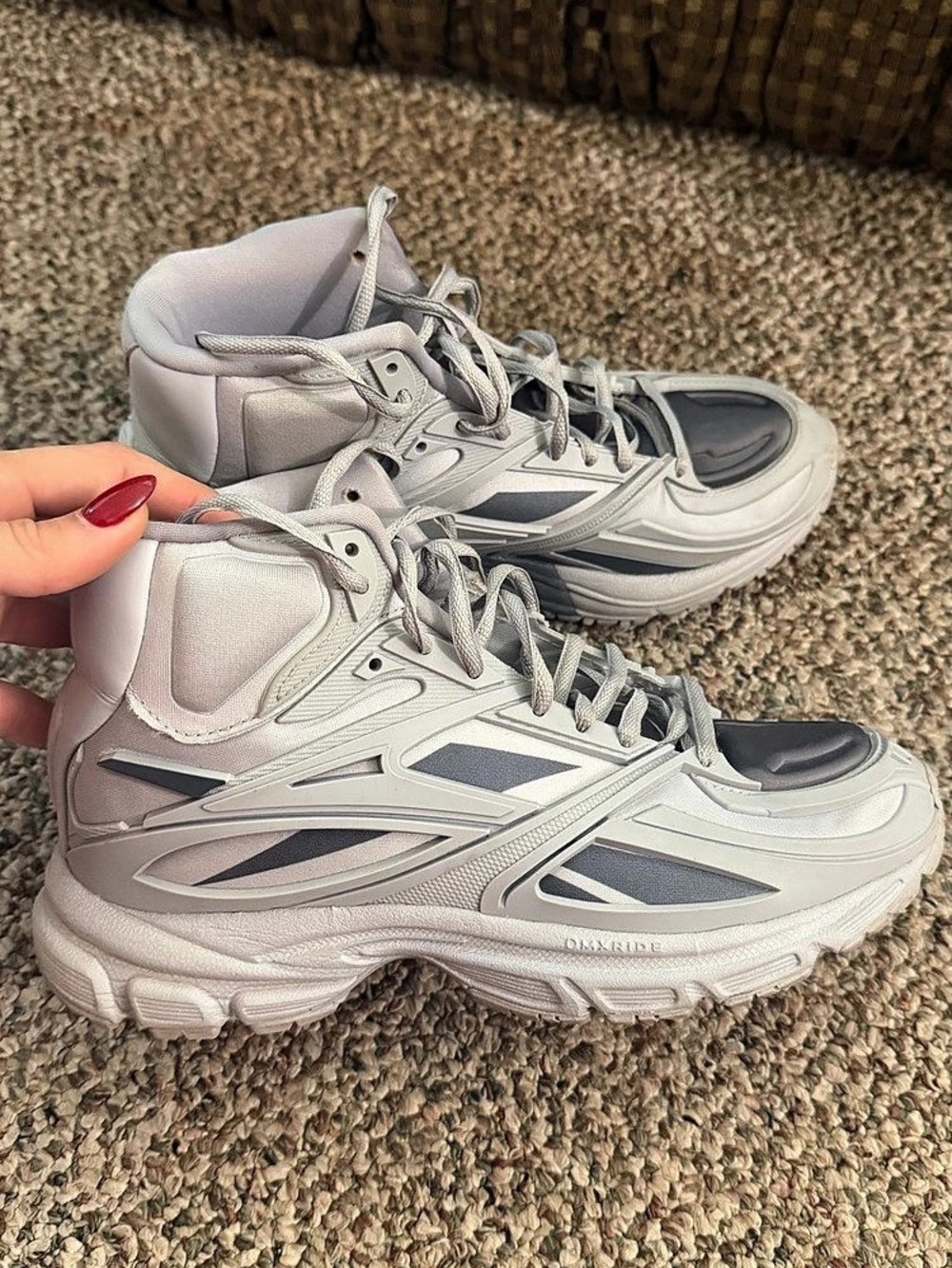 Reebok Premier Road Modern Mid Gray & White Sneakers Like New